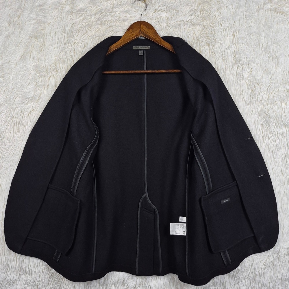 Uniqlo Wool Collection Mens Slim Fit Blazer Jacket Black 40R Unstructured - Picture 4 of 11